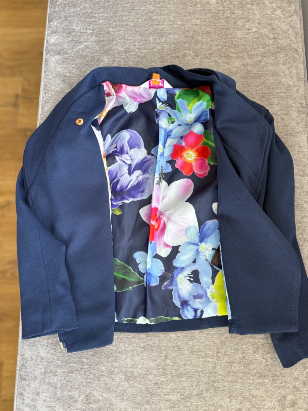 Ted Baker Navy Blazer with Vibrant Floral Lining